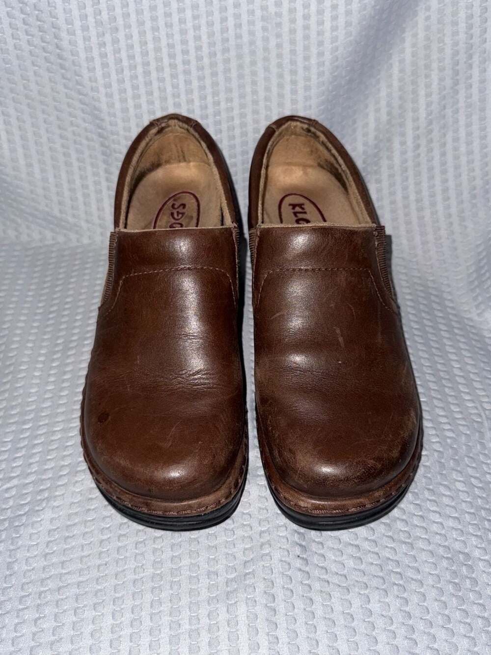KLOGS Springfield Brown Leather Slip On Nursing Clogs